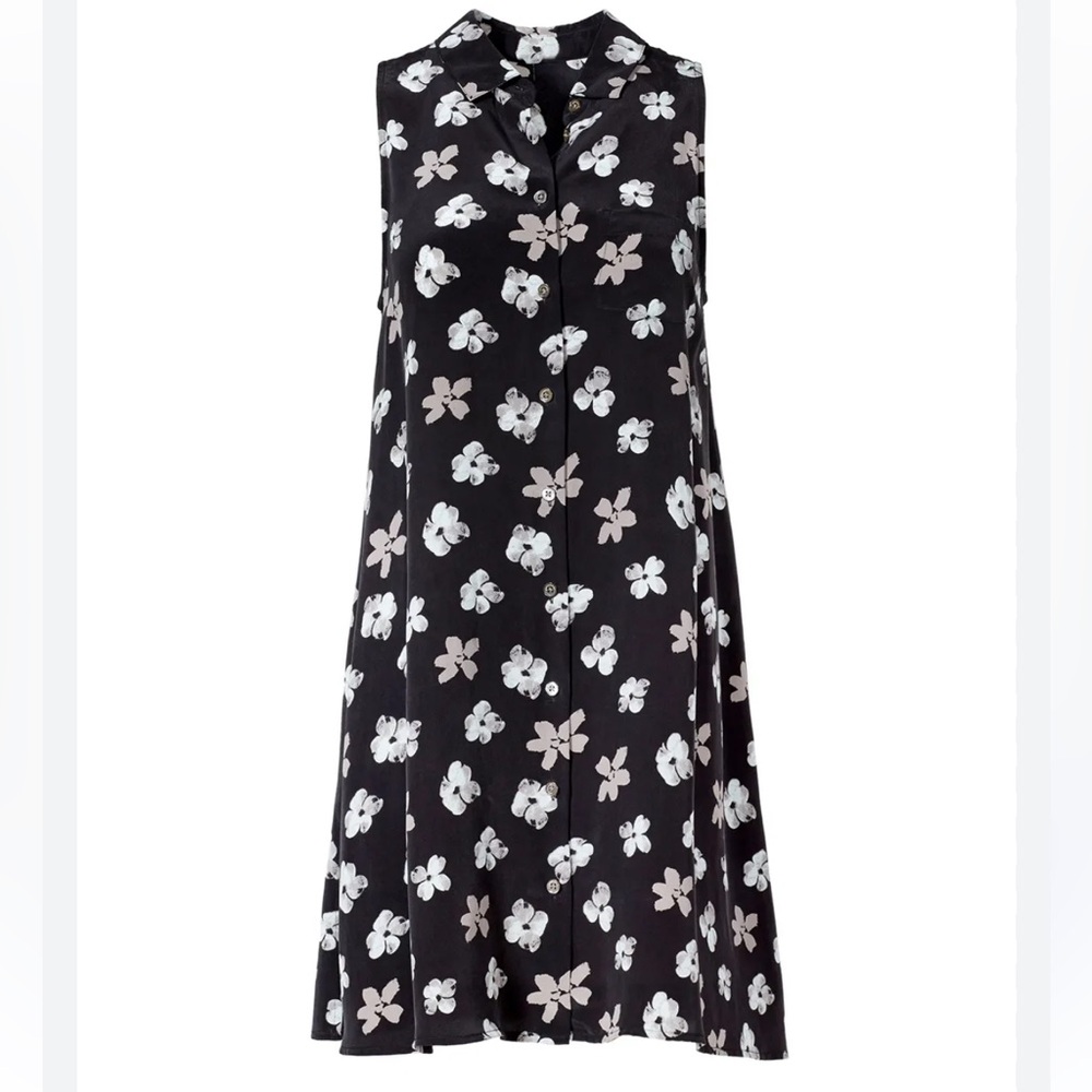EQUIPMENT Petunia 🌺 Floral Print 100% Silk Button-Up Sleeveless Dress